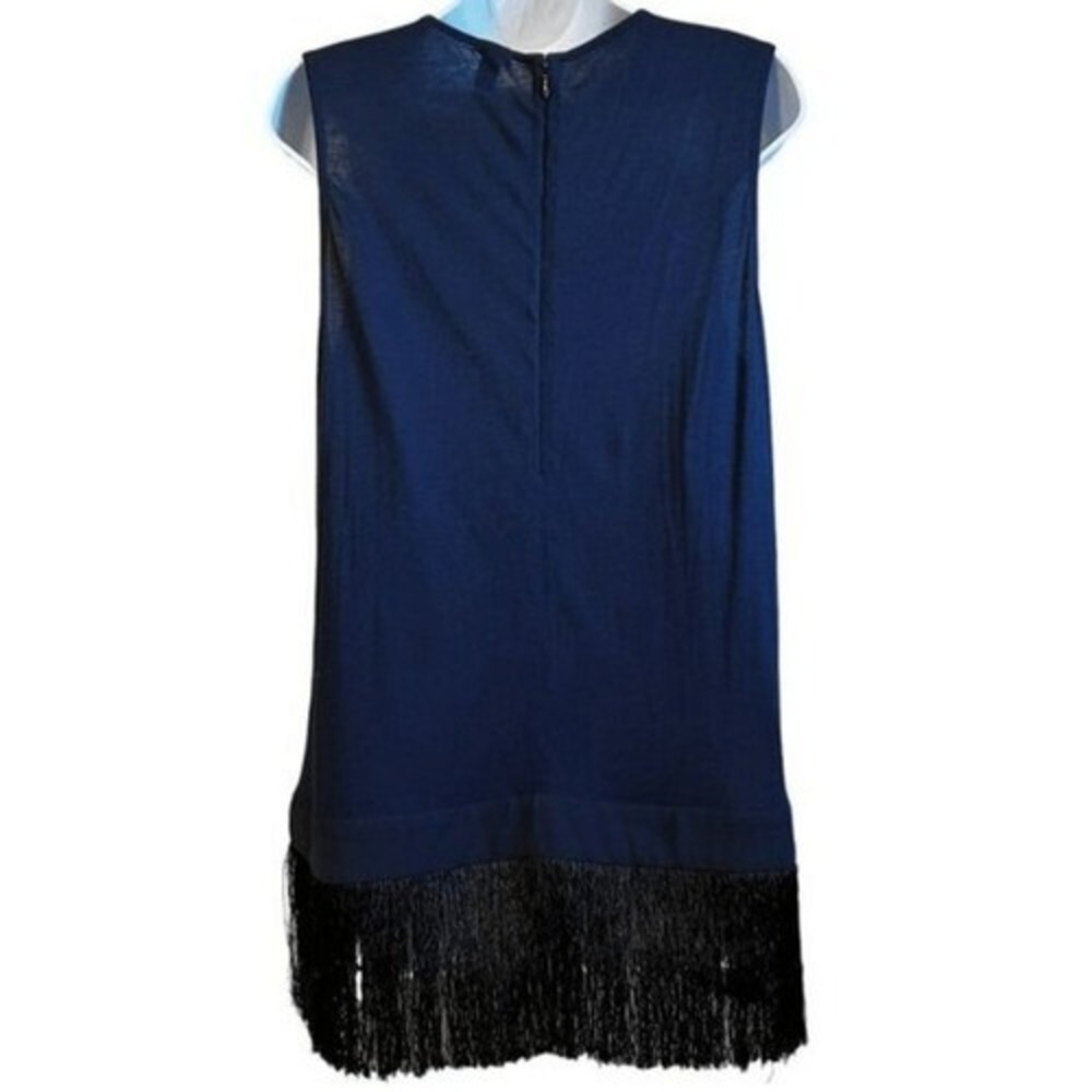 J. CREW Dark  Navy  Sleeveless Tunic Top‎  Fringe  Hem EUC Medium - Picture 6 of 7